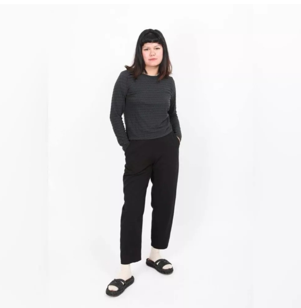 Gravel & Gold Volta Cotton Pull On Tapered Pants in Ink Black Sz:2/Medium $220